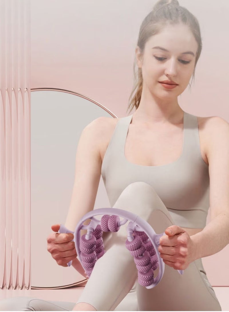 Waist and Leg slimming roller, Foam Roller - Fat Mass Massager,a Muscle Massage Tool for Thighs, Calves and arms ,fitness Relax Roller 360 °28 Wheels Yoga Massage, Soothes Calf Muscles, Souvenir for Women and Mothers(Purple) - Image 2
